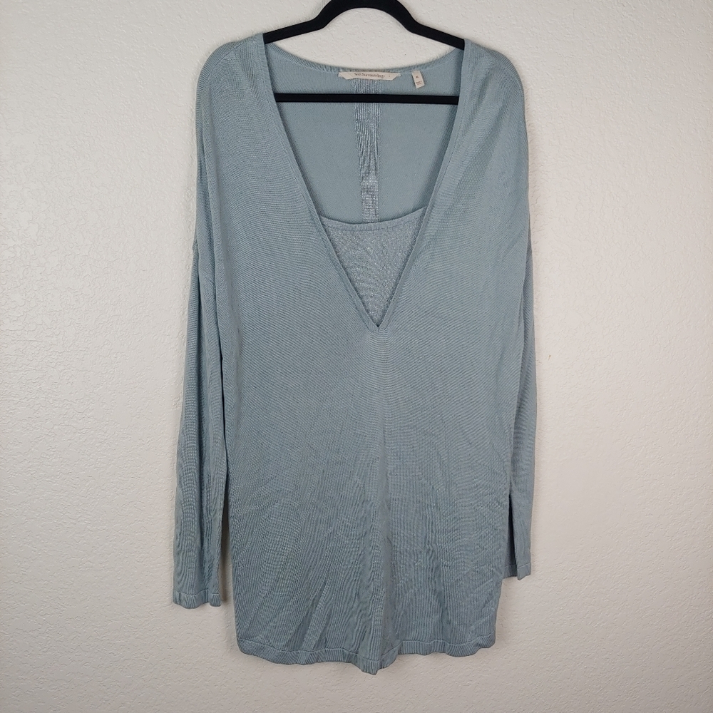 Soft Surroundings Blue V-Neck Tunic Blouse